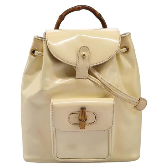Gucci Bamboo Beige Patent Leather backpack - Picture 1 of 10